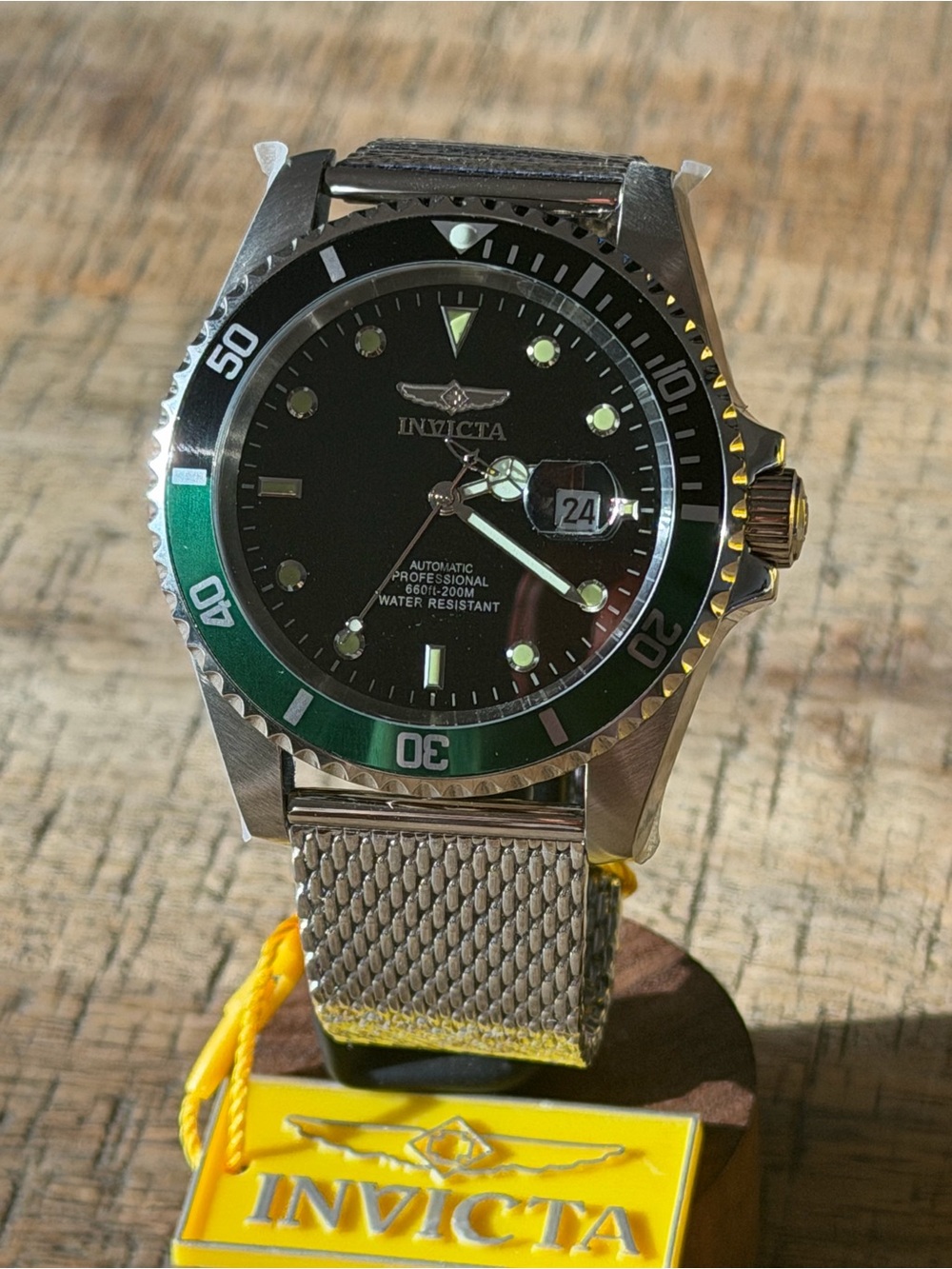 New Invicta Automatic GRAND DIVER Bastion Watch 47mm - Green Bezel Mesh Band